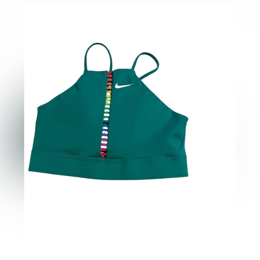 Nike Dri-FIT Indy Bra Rainbow Ladder Crossback Sports Bra Neptune Green Small
